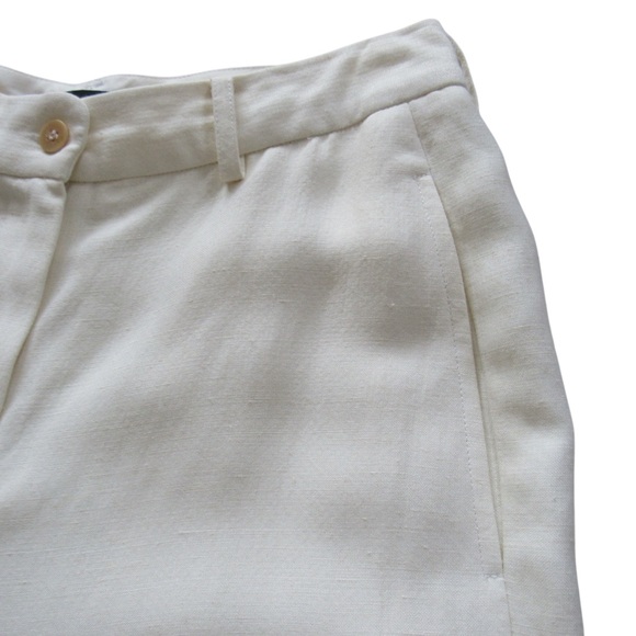 Donna Karan New York Cream Trousers Pants 4 Acetate Linen Straight Quiet Luxury - Picture 9 of 16